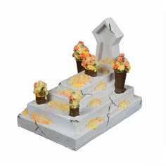 AQUA DELLA Декорация для аквариума и террариума "Dia de los muertos grave 1", серый, 11.9x8.3x10см