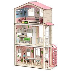 M-Wood кукольный домик Симфония с лифтом, MW-3023_2, розовый