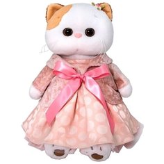 Мягкая игрушка Basik&Co Кошечка Ли-Ли в бархатном жакете, 27 см белый/розовый 27 см
