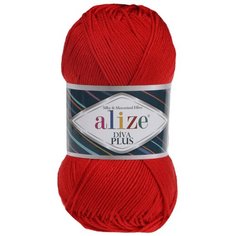 Пряжа Alize Diva Plus 100г 220м (100% микрофибра акрил) (56 красный) 5 мотков