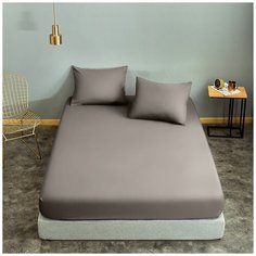 Простыня на резинке Nova Сатин, 160x200 см, серый