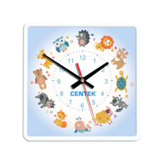 Часы настенные Centek СТ-7103 (дети) 25х25 см, квадрат, шаговый ход, кварцевый механизм