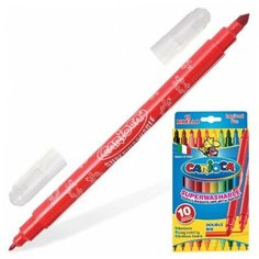 Фломастеры двухсторонние CARIOCA (Италия) "Birello", 10 цветов, 2 пишущих узла 2,5 и 5 мм, суперсмываемые