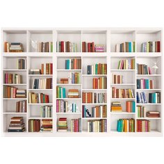 Фотообои 3d Книги на полках/ Красивые уютные обои на стену в интерьер комнаты/ 3Д расширяющие пространство над кроватью или над столом/ На кухню в спальню детскую зал гостиную прихожую/ размер 400х270см/ Флизелиновые
