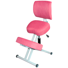 Эргономичный коленный стул "олимп" СК-2-2 Газлифт (толстые сидения) Розовый пони на белой раме Olimp