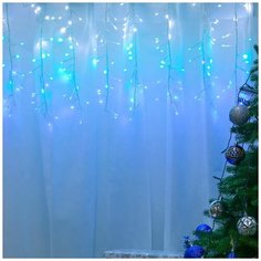 Гирлянда светодиодная бахрома 1,5х0,4м 168LED, мультицвет, 8 режимов, провод прозрачный, коннектор, 220В Сноубум