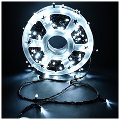 Новогодняя светодиодная уличная гирлянда в катушке FVR нить в бухте 40 м 240 диодов питание от сети 220В, Кристаллы белые Baziator