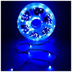 Новогодняя светодиодная уличная гирлянда в катушке FVR нить в бухте 40 м 240 диодов питание от сети 220В, матовые лампочки синие Baziator