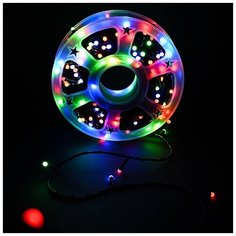 Новогодняя светодиодная уличная гирлянда в катушке FVR нить в бухте 40 м 240 диодов питание от сети 220В, матовые лампочки разноцветные Baziator