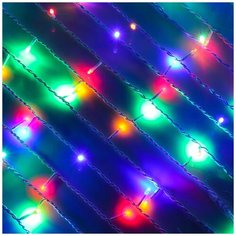 Гирлянда светодиод. бахрома-сетка 2,5х0,5м 96LED мульти, 16 нитей, 8 режимов, провод белый Сноубум