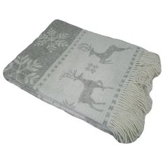 Плед шерстяной Vladi "Олени" серый 140х200