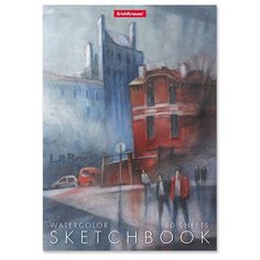 Альбом для эскизов на клею ErichKrause City Jazz, А5, 20 листов, бумага акварельная, 2 штуки в комплекте.