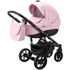 Коляска универсальная Bebe-Mobile Fabiola Deluxe 2 в 1, BF-SM5 - светло-розовая кожа, черная рама