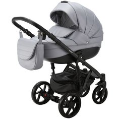 Коляска универсальная Bebe-Mobile Fabiola Deluxe 2 в 1, BF-SM3 - серый металлик кожа, черная рама