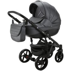 Коляска универсальная Bebe-Mobile Fabiola Deluxe 2 в 1, BF-SM10 - темно-серый металлик кожа, черная рама