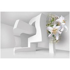 Фотообои Расширяющие пространство с цветами/ Красивые обои с перспективой на стену в интерьер комнаты/ 3Д расширяющие пространство/ На кухню в спальню детскую зал гостиную прихожую/ размер 400х270см/ Флизелиновые