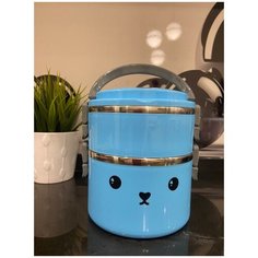 Ланч-бокс для детей герметичный Голубой с 2-мя контейнерами Kamille