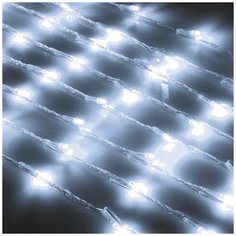 Гирлянда светодиодная водопад 1,2х2м 192LED, 8 нитей, 8 режимов, белый, прозрачный провод Сноубум