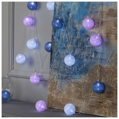 Гирлянда светодиодная "Клубки серо-розовые" 5м, 20LED, свечение белое, прозрачная нить, фиксинг, 220В Luazon Lighting