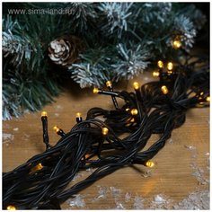 Гирлянда 10м. (100LED) уличная, черный пр без контроллера (18724-B) Желтый Luazon