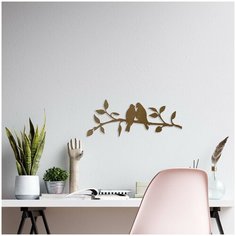 Панно настенное из дерева AFI DESIGN "Птицы на ветке" 55х23 см, коричневое