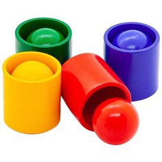 Сортер Монтессори Шарики в стаканчиках 4 цвета в картонной коробке Эврилэнд