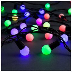 Гирлянда светодиодная "Шарики 1,5см" 10м 100 LED мульти, тёмная нить, мигание, 220В Luazon Lighting