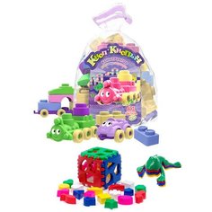 Набор развивающий: Кубик логический большой + Конструктор "Кноп-Кнопыч" 61 дет. Пастель + Команда КВА №1 биплант