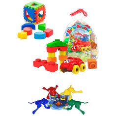 Набор развивающий: Кубик логический малый + Конструктор "Кноп-Кнопыч" 36 дет. + Команда КВА №1 биплант