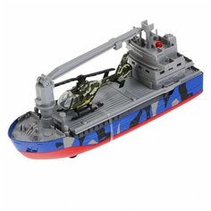 Технопарк Транспортный корабль военный 17 см с вертолетом 7,5 см, свет, звук, металл 305117 с 3 лет