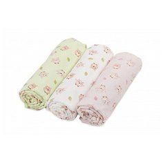 Многоразовая пеленка Forest kids фланель 130х90 см 3 шт, совы/друзья/розовый