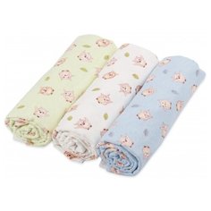 Многоразовая пеленка Forest kids фланель 130х90 см 3 шт, совы/друзья/голубой