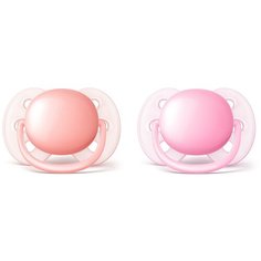 Пустышка силиконовая ортодонтическая Philips AVENT Ultra Soft SCF213/20 0-6 м, 2 шт., розовый