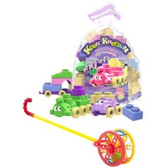 Набор развивающий: Конструктор "Кноп-Кнопыч" 61 дет. Пастель арт. 11114 + Каталка "Колесо" арт.40-0032, биплант