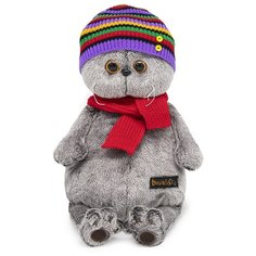 Мягкая игрушка Budi Basa Кот Басик в полосатой шапке с шарфом, 25 см