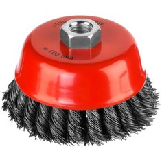 Щетка- крацовка чашечная для УШМ, двухрядная, жгутированная стальная проволока 0,5 мм, d=100 мм, MIRAX 35104-100-2