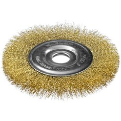 Щетка дисковая для УШМ, витая стальная латунированная проволока 0,3мм, 150х22мм ЗУБР 35187-150_z01