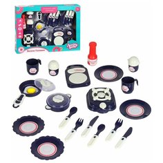 Детский игровой набор посуды ТМ"Amore Bello", посудка, игрушечная еда, кулинария, играем в повара, игрушечное угощение, ждем гостей, сюжетные игры, в коробке, цвет фиолетовый, в/к 40х5,5х28,5 см