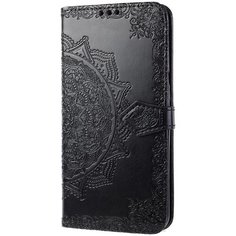 Чехол портмоне подставка для Sony Xperia 5 III с декоративным тиснением на магнитной защелке черный 100gadgets