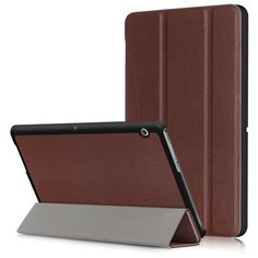 Чехол-обложка MyPads для Huawei MediaPad T3 10 LTE (AGS-L09/L03) 9.6 тонкий умный кожаный на пластиковой основе с трансформацией в подставку коричневый