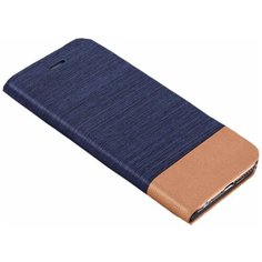 Чехол-книжка MyPads для Samsung Galaxy C5 Pro / Galaxy C5 2017 (SM-C5010) водоотталкивающий с мульти-подставкой на жесткой металлической основе синий с вставкой под кожу