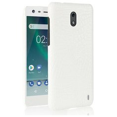 Чехол-накладка Mypads на Nokia 2 тонкий задний бампер на пластиковой основе с отделкой под кожу крокодила белый