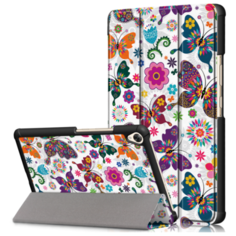 Чехол-обложка MyPads для Samsung Galaxy Tab A 8.0 (2017) SM-T380 / T380 / T385c тонкий умный кожаный на пластиковой основе с трансформацией в подставку (Радужные бабочки)