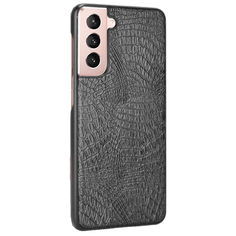 Чехол панель бампер MyPads для Samsung Galaxy S21+ plus (SM-G996) на пластиковой основе с дизайном под кожу крокодила черный