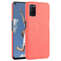 Чехол-накладка Mypads на OPPO A72 128GB / OPPO A52 элегантный тонкий на пластиковой основе с дизайном под кожу крокодила красный