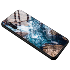 Чехол-бампер MyPads для Vivo U3 на силиконовой основе с закаленным стеклом на заднюю крышку телефона тематика Скалы и море