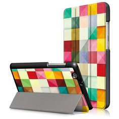 Чехол-обложка MyPads для Huawei MediaPad T3 7.0 тонкий умный кожаный на пластиковой основе с трансформацией в подставку (Мозайка)