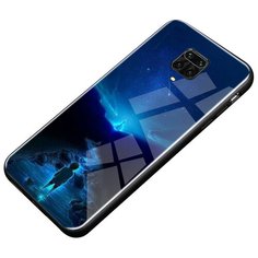 Чехол-бампер MyPads для Xiaomi Redmi Note 9 на силиконовой основе с закаленным стеклом на заднюю крышку телефона тематика Звездная река