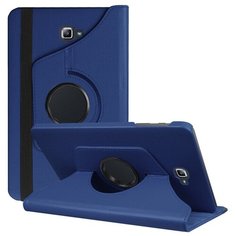 Чехол-подставка MyPads для Samsung Galaxy Tab E 9.6 SM-T560N/T561N/T565N на пластиковой основе кожаный поворотный роторный оборотный с трансформацией в подставку синий