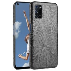 Чехол панель бампер MyPads для OPPO A72/ OPPO A52 элегантный тонкий на пластиковой основе с дизайном под кожу крокодила черный